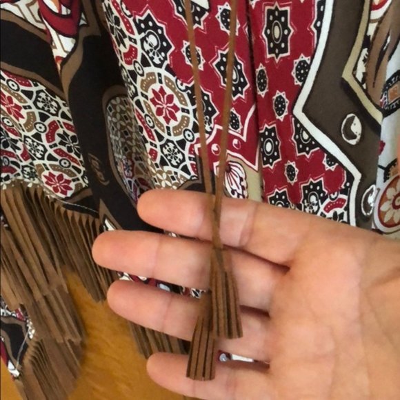 Chico’s Fab Leather Fringed Poncho in Size OS - Picture 7 of 7